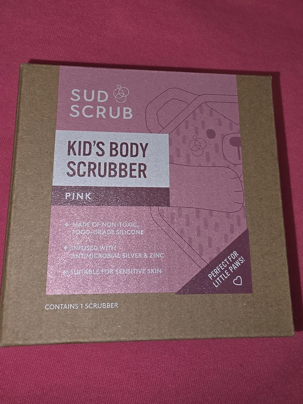 Kids Body Scrubber — Pink Gentle Silicone Wash Mitt